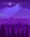 Wild northern land night landscape cartoon vector