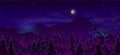 Wild northern land night landscape cartoon vector
