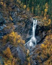 Wild norwegian waterfall in Rjukan, during the picturesque autumn colors