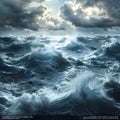Wild Ocean: Powerful Waves and Stormy Skies Royalty Free Stock Photo