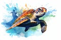 Wild Ocean Wonders: A Digital Banner of Turtle Beauty and Coral