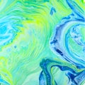Blue and Green Acrylic Pour Painting Royalty Free Stock Photo