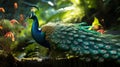 Wild peacocks have beautiful tails ai generated