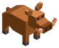 Wild pig low poly. Isometric swine. Polygonal animal