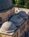 Wild pigeons sitting on the mosque`s dome, Sanliura, Turkey