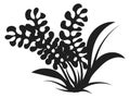 Wild plant black silhoette. Nature icon. Botany sign