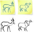 Wild ram and gazelle on post it notes