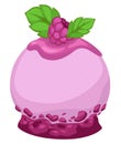 Wild raspberry cake or pudding with leaves vector