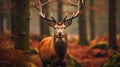 Wild red deer in nature at sunset, Mountain landscape wildlife view