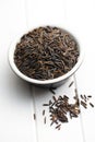 Wild rice in ceramic bowl Royalty Free Stock Photo