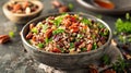 a wild rice salad, with nutty wild rice, sweet dried cranberries, crunchy pecans, and fresh herbs Royalty Free Stock Photo