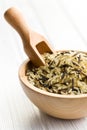 Wild rice in wooden bowl Royalty Free Stock Photo