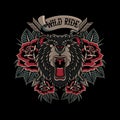 Wild ride logo illustration in traditional tattoo style Royalty Free Stock Photo