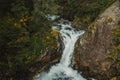 Wild river waterfall in mountain forest Royalty Free Stock Photo