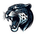 Wild roaring jaguar leopard head face vector illustration, zoology illustration, animal predator big cat design template isolated