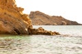 Wild rock formations above the water on the island of Cephalonia in Greece Royalty Free Stock Photo