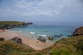 Wild rocky coastline at West Pentire in Cornwall Royalty Free Stock Photo