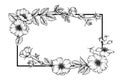 Wild rose flower frame flower drawing and sketch. Royalty Free Stock Photo