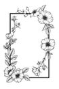 Wild rose flower frame flower drawing and sketch. Royalty Free Stock Photo