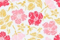 Seamless pattern with rose hips, wild roses. Botanical background.