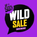 Wild Sale 50% off, banner design template, discount tag, grunge brush, limited time only, vector illustration Royalty Free Stock Photo