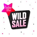 Wild Sale, promotion banner design template, discount tag, vector illustration