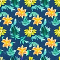 Seamless floral pattern with tropical flowers, Vector