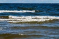 Wild seashore of the Baltic Sea with foam waves