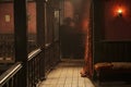 Wild west saloon upper floor with a shadow of a man Royalty Free Stock Photo