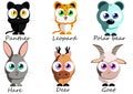Wild. Set funny animals for use as stickers, in books, games, fa Royalty Free Stock Photo