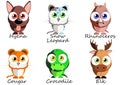 Wild. Set funny animals for use as stickers, pictures in books, Royalty Free Stock Photo