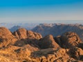 Wild Sinai mountains. On the top of Mount of Moses Royalty Free Stock Photo