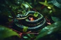 Wild Snake on Green Leaves, allure of wildlife