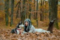 Wild in soul. Siberian husky favorite pet. Animal husbandry. Girl pretty stylish woman walking with husky dog autumn Royalty Free Stock Photo