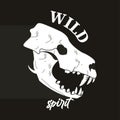 wild spirit lettering with lion head skull