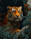 Wild Splendor: A Vibrant Jungle Canvas of Majestic Tigers and Lu