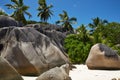 Wild stones on the white sand, Seychelles Royalty Free Stock Photo