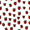 Wild strawberries, vector fruits, seamless background