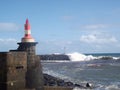 Wild surf on the coast of Povoacao, Sao Miguel, Azores.