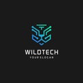 Wild tech big cat logo design illustration Premium Vector Royalty Free Stock Photo