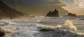 Wild Tenerife beach.Dramatic shot of ocean waves crashing against rocks Royalty Free Stock Photo