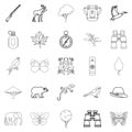 Wild territory icons set, outline style