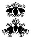 Tiger cat black and white vector heraldic emblem silhouette design