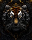 Wild tiger golden hair Black Background