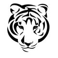 Wild tiger head black and white vector outline Royalty Free Stock Photo