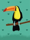 Wild toucan exotic bird animal in hearts pattern