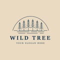 wild tree line art logo, icon and symbol, vector illustration design Royalty Free Stock Photo