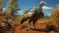 Wild Turkey bird. Wild male Tom Osceola turkey. Meleagris gallopavo osceola. generative ai