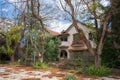 Wild vegetation in the yard of a beautiful abandoned house in the Ghost Resort City of Varosha Famagusta, Cyprus Royalty Free Stock Photo