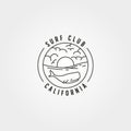 Wild wale on sea logo vector symbol illustration design, line art ocean landscape illustration design